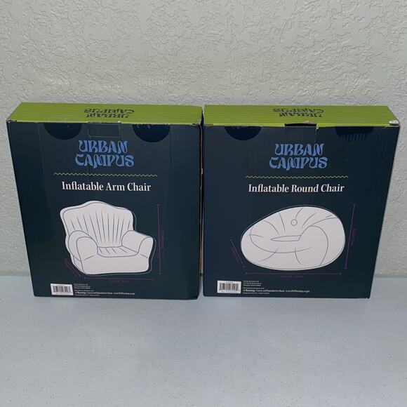 Inflatable Armchair Round Chair Campus Dorm Game Room Clear Plastic Set Of 2 NEW - Picture 4 of 9